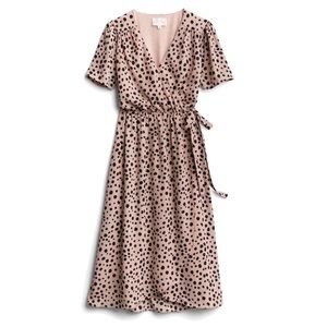 Flutter sleeve leopard midi dress